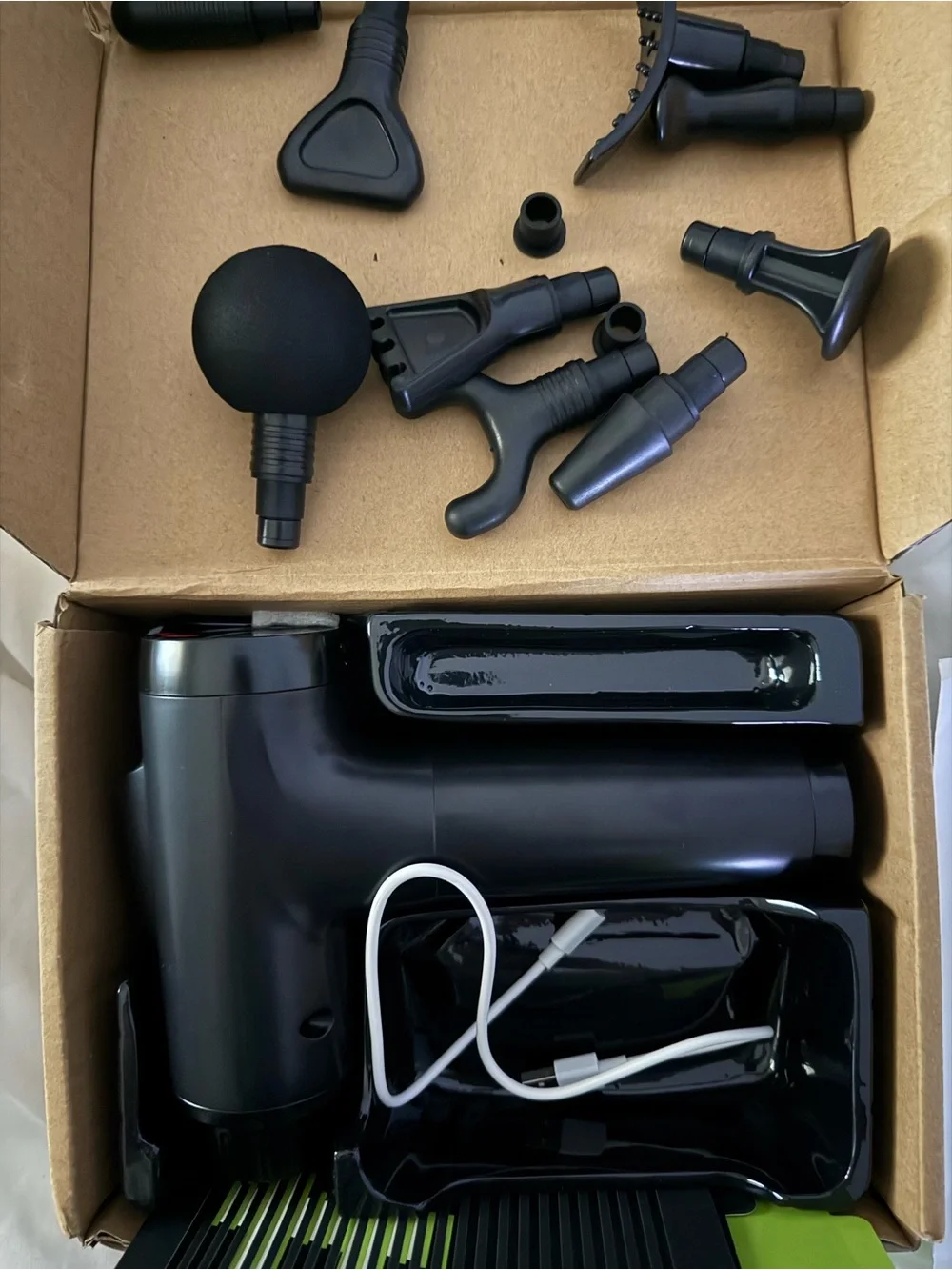 Black Percussive Massage Gun with Multiple Attachment Heads - Brand Unspecified